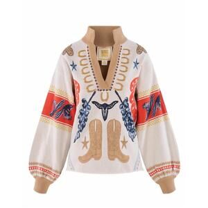 NEW EMILY MCCARTHY women's lolli sweater in ivory print